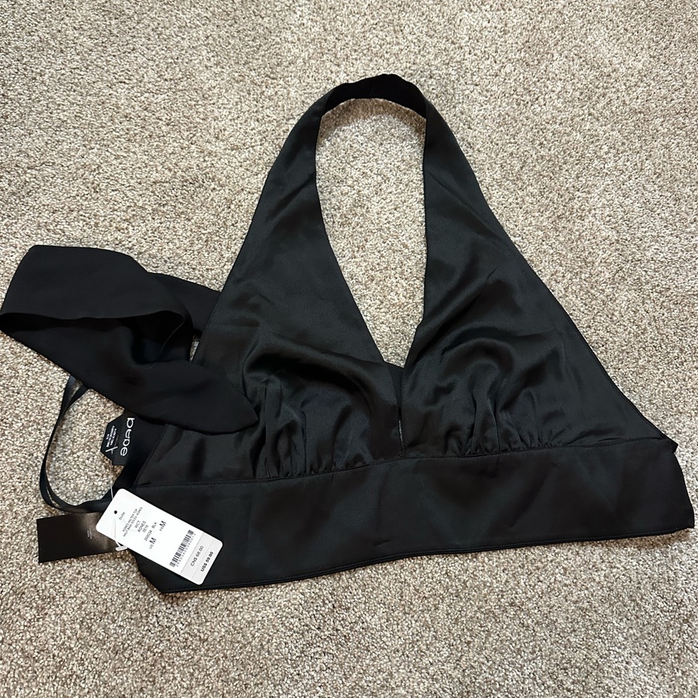 Bebe black halter crop top M